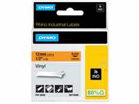 DYMO Rhino-Industrie-Vinyletiketten | 12 mm x 5,5 m | schwarz auf orange 