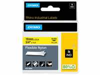 DYMO Rhino Industrie Nylonetiketten, flexibel, 19 mm x 3,5 m, schwarz auf gelb,