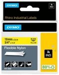 DYMO Rhino Industrie Nylonetiketten | flexibel | 19 mm x 3,5 m | schwarz auf gelb 
