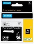 DYMO Rhino Industrie Permanente Polyesteretiketten | 6 mm x 5,5 m | Schwarz auf...