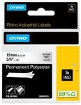 DYMO Rhino Industrie Permanente Polyesteretiketten | 19 mm x 5,5 m | Schwarz auf