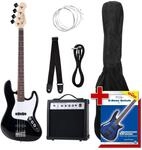 Rocktile Groover's Pack JB E-Bass Komplettset Schwarz (Verst&auml;rker, Tasche, Kabel,