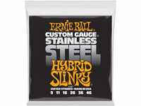 Ernie Ball Hybrid Slinky Stainless Steel Wound E-Gitarrensaiten, Stärke 9-46