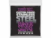 Ernie Ball Power Slinky Stainless Steel Wound E-Gitarrensaiten, Stärke 11-48