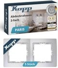 Kopp PARIS 2-fach Abdeckrahmen in Silber - 5 St&uuml;ck - 8,3 x 15,4 cm - Rahmen f&uuml;r