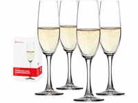 Spiegelau 4-teiliges Champagnerflöten-Set, Sektgläser, Kristallglas, 210 ml,