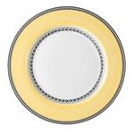 Villeroy und Boch Audun Fleur Speiseteller, 27 cm, Premium Porzellan, Wei&szlig;/Grau/Gelb