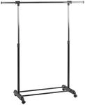 HAKU Rollgarderobe Chrom, schwarz, Kunststoff, Metall - Ma&szlig;e: B 95-145 cm x H 95-170