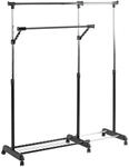 HAKU Rollgarderobe Chrom, schwarz, Kunststoff, Metall - Ma&szlig;e: B 94-160 cm x H