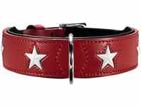 HUNTER MAGIC STAR Hundehalsband, mit Sternen, Leder, weich, 55 (M), rot