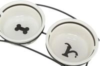 TRIXIE Napf-Set, Keramik/Metall - wei&szlig;/schwarz 2 &times; 1,6 l/&oslash; 20 cm/41 &times; 10 &times;...