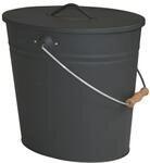 Kamino-Flam Ascheeimer mit Deckel - Kohleeimer 15 Liter aus Stahlblech im Schwarz -
