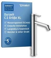 Duravit C.1 Waschtischarmatur, Gr&ouml;&szlig;e XL (Auslauf H&ouml;he 233 mm), Wasserhahn Bad mit