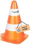 HUDORA Pylonen - 4 St&uuml;ck - Stapelbare Verkehrskegel in Orange/Wei&szlig; -...
