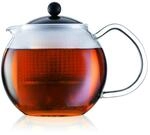 Bodum 1833-01 Teebereiter mit Glasgriff und farbigem Deckel, 1,5 L