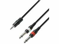 Adam Hall Cables 3 STAR YWPP 0300 Y-Kabel 2 x Klinke TS auf Miniklinke TRS | 3 m