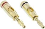 InLine 99112X2er Set Bananen Stecker, Schraubversion, Metall, vergoldet, 1x rot, 1x