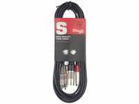 Stagg STC3CMXM Kabel der S-Serie, Doppel-RCA-Stecker auf Doppel-XLR-Stecker, 3 m