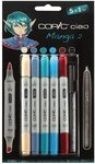 COPIC Ciao Marker 5+1 Set "Manga 2", 5 Allround-Layoutmarker mit einer mittelbreiten