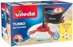 Vileda Turbo Mikrofaser Wischmopp und Eimer Set mit extra 2-in-1 Kopfersatz, Spin Mop