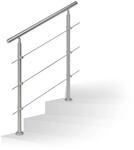 Relaxdays Treppengel&auml;nder Edelstahl Set, f&uuml;r Innen und Au&szlig;en, Handlauf, 1,0 m