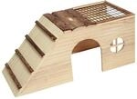 Kerbl Pet Nagerhaus mit Rampe Nature, Kaninchenhaus, Kleintierhaus, 48x22x20cm, Holz,