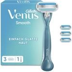 Gillette Venus Smooth Rasierer Damen, Blau | Damenrasierer mit 3 Klingen, Inkl....