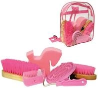 Kerbl Putz-Rucksack (pink, Klarsichtrucksack, Pferdepflegeset, Putzwerkzeuge) 321358