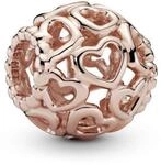 PANDORA Charm All Over Herzen 14 Karat ros&eacute;vergoldete Metalllegierung Moments