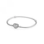 Pandora Icons Armband, Silber, mit herzf&ouml;rmigem Verschluss und Cubic Zirkonia