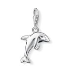 THOMAS SABO Charm-Anh&auml;nger Delfin 925er Sterlingsilber, Schwarz Emailliert