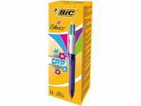 BIC 4 Farben Kugelschreiber Set 4 Colours Grip Fun, Pastell Farben, 12er Pack, Ideal