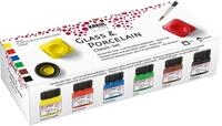 KREUL 16600 - Glass & Porcelain Set Classic, 6 x 20 ml in gelb, rot, blau,...