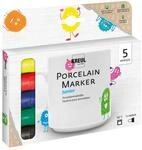 KREUL 16300 - Porcelain Marker medium Junior 5er Set - Kunterbuntes Farben-Set...