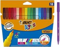 BIC Kids Pinsel-Fasermaler Visa, 18 St&uuml;ck, 18-farbig sortiert &ndash; wasserbasierte