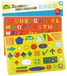 Lena 65774 - Zeichenschablonen Set Alphabet, Zahlen und Zeichen, Malset mit