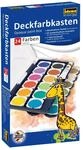 Idena 22064 - Deckfarbkasten mit 24 Farben und 1 Tube Deckwei&szlig;, ideal f&uuml;r