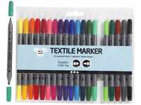 Creativ Textilmalstifte, Strichstärke: 2,3 und 3,6 mm, Sortierte Farben, 20...