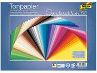 folia 6725/50 99 - Tonpapier Mix, 25 x 35 cm, 130 g/qm, 50 Blatt sortiert in 50