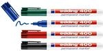 edding 400 Permanentmarker - schwarz, rot, blau, gr&uuml;n - 4 Stifte - feine Rundspitze