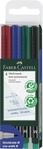 FABER-CASTELL 152604 - Marker Multimark, non-permanent, St&auml;rke M, 4 St&uuml;ck in Etui,