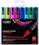 uni-ball 182512 - POSCA Marker mit mittelfeiner Rundspitze, 8er Set, Grundfarben