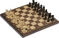 goki 56920 Schachspiel, Holzklappkassette, 27,6 x 27,6 x 2 cm, Schachfiguren mit