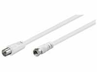 Koaxial/SAT Anschluss Kabel; weiß, 5.0m; F-Stecker > Koaxialkupplung