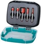 wolfcraft Nutfr&auml;ser-Set 5-tlg I 8753000 I f&uuml;r Holzwerkstoffe I &Oslash; 5-20 mm I