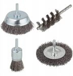 wolfcraft Stahldrahtb&uuml;rsten Set 4-teilig - 2133000 - Drahtb&uuml;rste f&uuml;r Bohrmaschine,