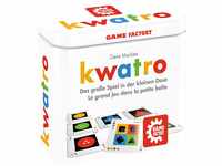 GAMEFACTORY 646195 Kwatro, Mini-Kartenspiel in handlicher Metalldose,...