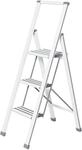 WENKO Leichte Aluminium Trittleiter mit 3 Stufen f&uuml;r 75 cm h&ouml;heren Stand,