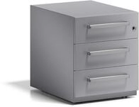 Bisley Rollcontainer Note mit Griff, 3 Universalschubladen, Metall, 355 Silber,...