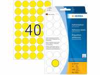HERMA 2251 Punktaufkleber Klebepunkte perforiert gelb, 1280 Stück, Ø 19 mm,...